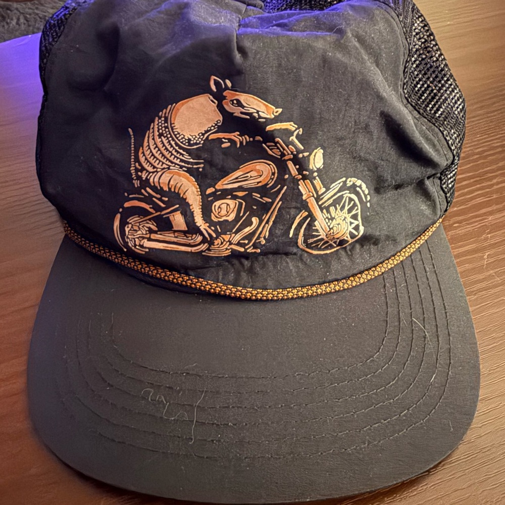 Black and Gold Armadillo Motorcycle Cap